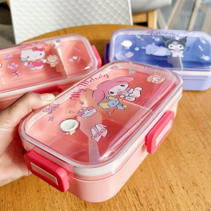 SANRIO น่ารัก ซานริโอ กล่องอาหารกลางวันพลาสติกขนาดใหญ่-ความจุช่องคู่กล่องเบนโตะผลไม้สลัดกล่องบนโต๊ะอาหารเด็กไมโครเวฟเด็กบนโต๊ะอาหาร ราคา ถูกที่สุด ดีลบีเคเค แกลเลอรีภาพที่ 6
