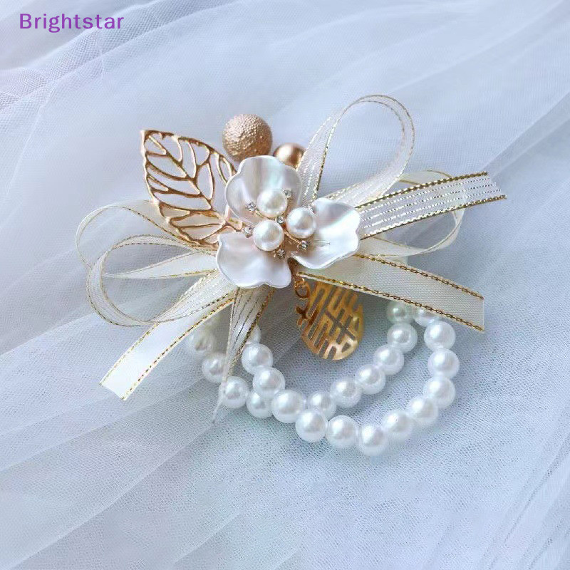Brightstar ประณีตอุปกรณ์จัดงานแต่งงานแฟชั่น Pearl Clover ข้อมือดอกไม้ Elegant เพื่อนเจ้าสาวสายรัดข้อมือเครื่องประดับอุปกรณ์เสริมของขวัญใหม่