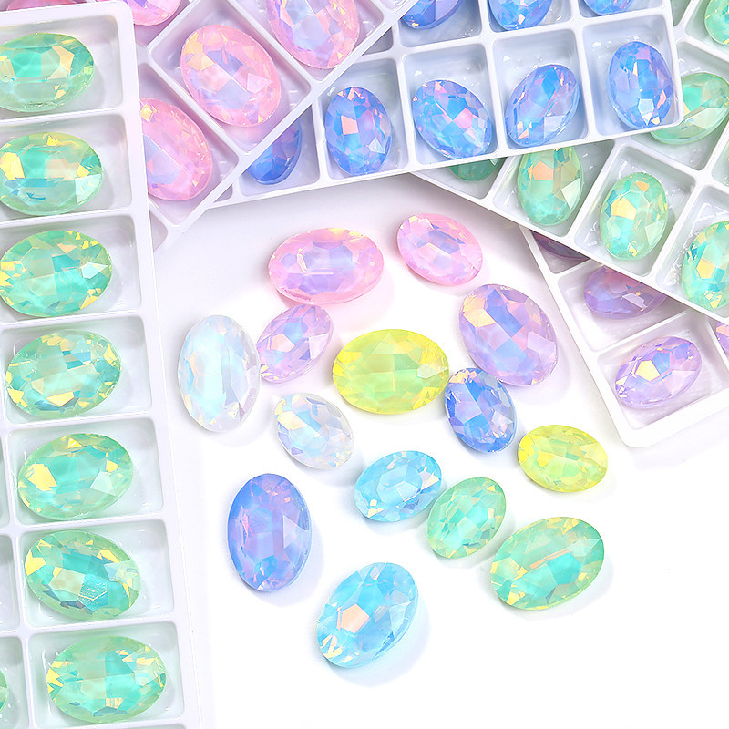 ออกแบบใหม่รูปไข่ 10*14 มม.13*18 มม.โอปอล มอคค่า สีหลวมคริสตัล ไรน์สโตน สําหรับ DIY ทำด้วยมือ