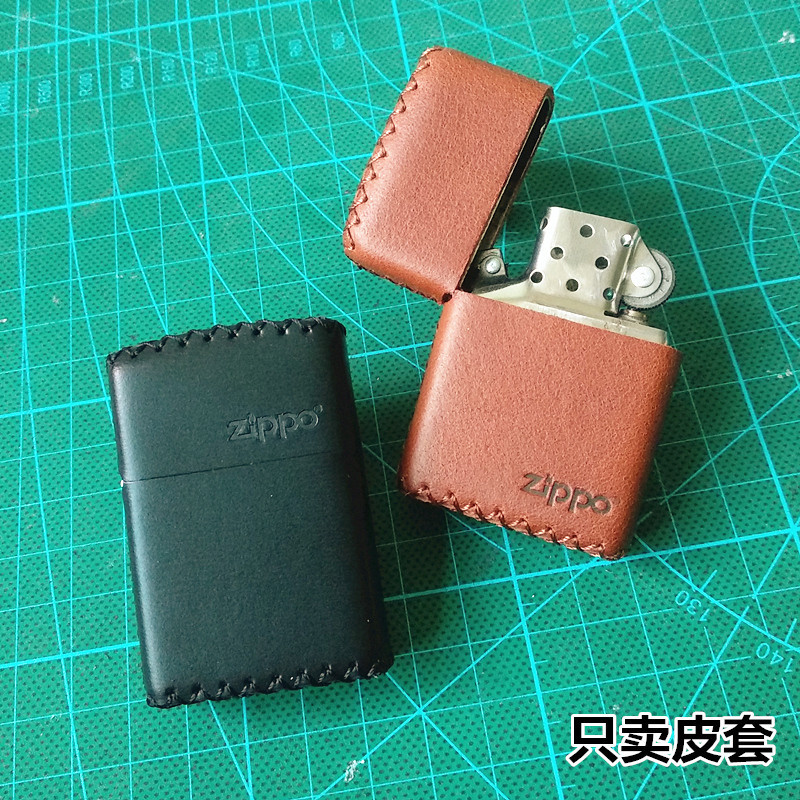 ซองหนัง Zippo Zippo Cowhide Hand-Sewn ของแท้หนังไฟแช็กหนังหนังบริสุทธิ์ห่อไฟแช็กกรณีป้องกันกรณี