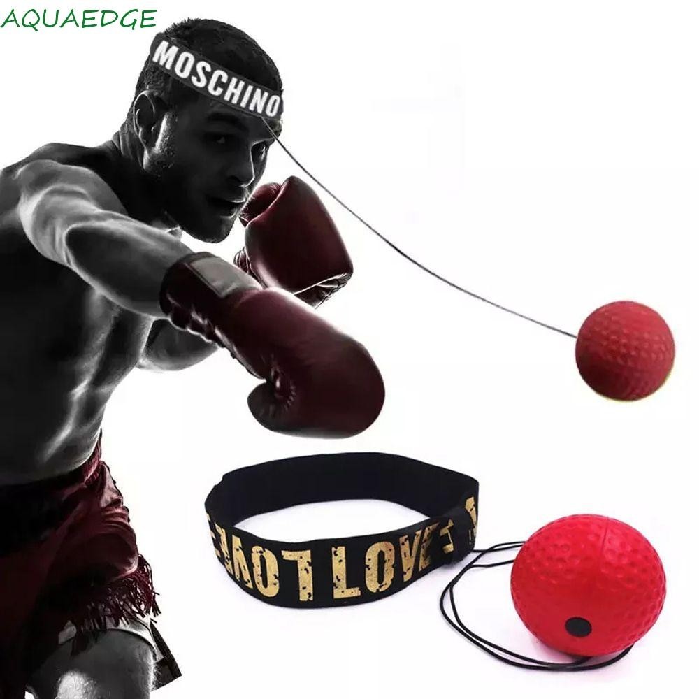 ลูกบอลชกมวย AQUAEDGE พร้อมสตริง PU Thai Boxeo Sanda Training Head-mounted Accessories ที่คาดผมแบบปรับได้ Hand Eye Reaction Speed Punch Ball Boxing Reflex Ball