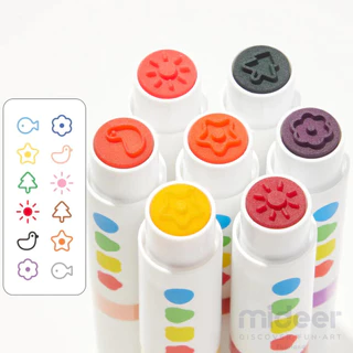 Mideer มิเดียร์ Round-Tip Stamper Washable Marker 2in1 ปากกาเมจิกหัวกลมแบบล้างทำความสะอาดได้ (MD3385-3386)