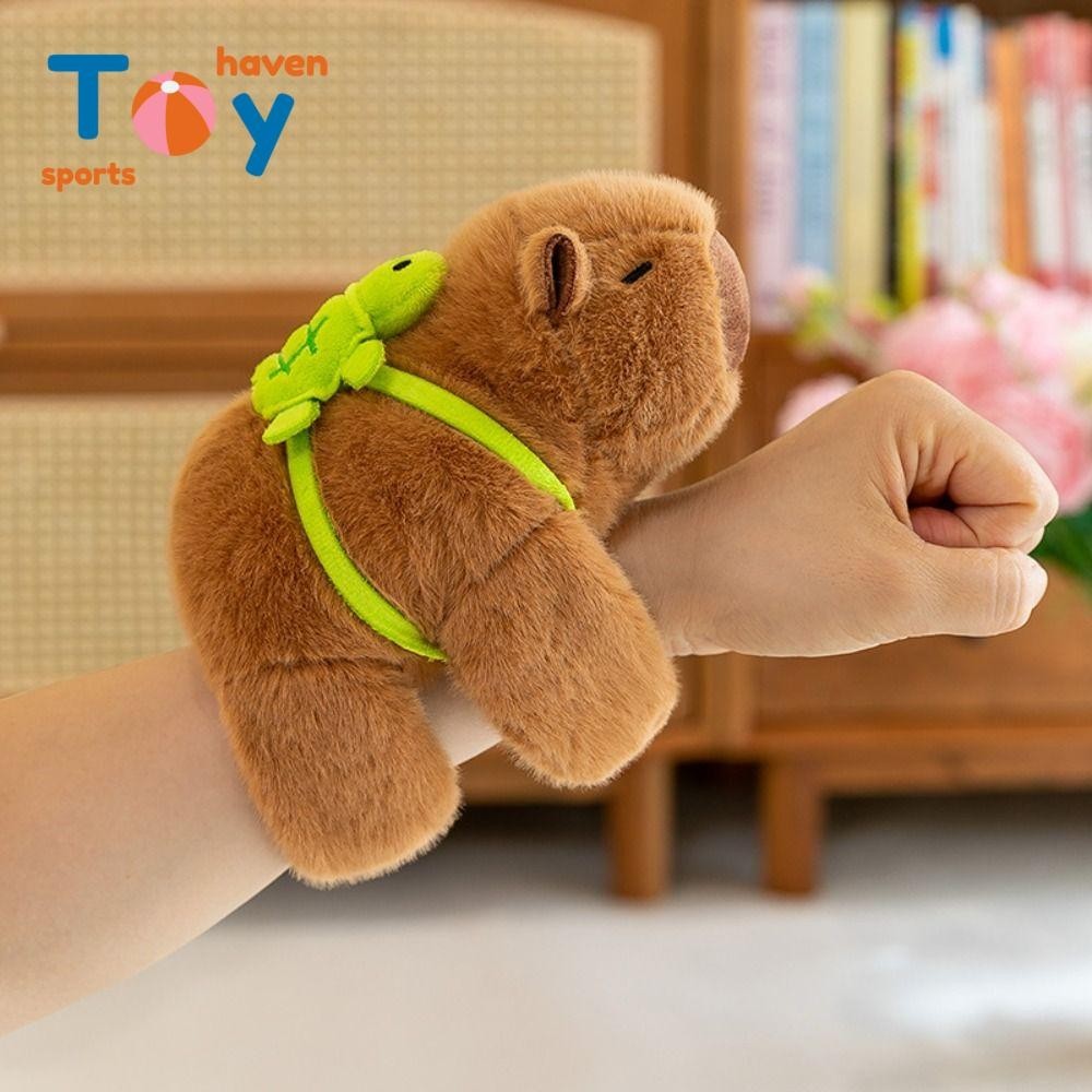 Sportshaven Slap Bracelet Series, Capybara ตุ๊กตาคาปิบาร่าเกาะแขน, ของเล่นตุ๊กตาจําลองข้อมือสไตล์ Soft Capybara Plush สายรัดข้อมือตกแต่งบ้าน
