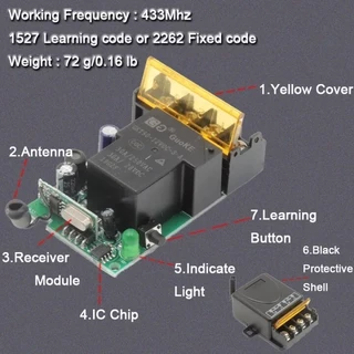 【จัดส่งภายใน 24 ชั่วโมง】433MHz 220V สวิตช์รีโมตควบคุมปั๊มน้ํา 1Ch 30A สวิตช์รีโมทควบคุมรับส่งสัญญาณแบบไร้สาย