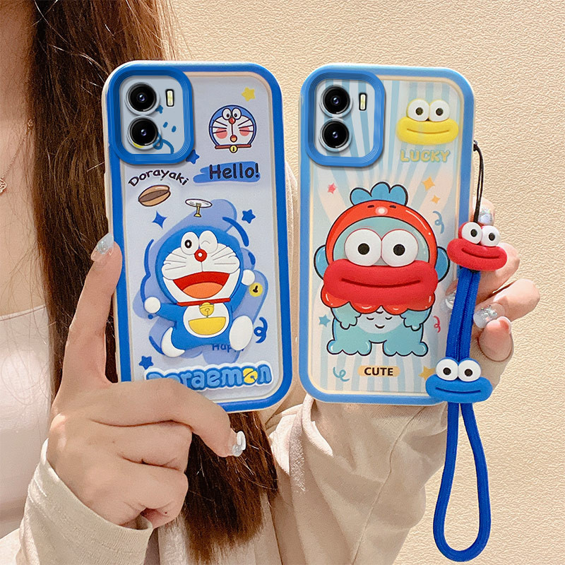 หรูหราน่ารักการ์ตูน Doraemon กบ Loopy สายคล้องมือ Vivo Y15s 2021 Y15a 4G T1 Y10 4G iQOO U5x เคสโทรศั