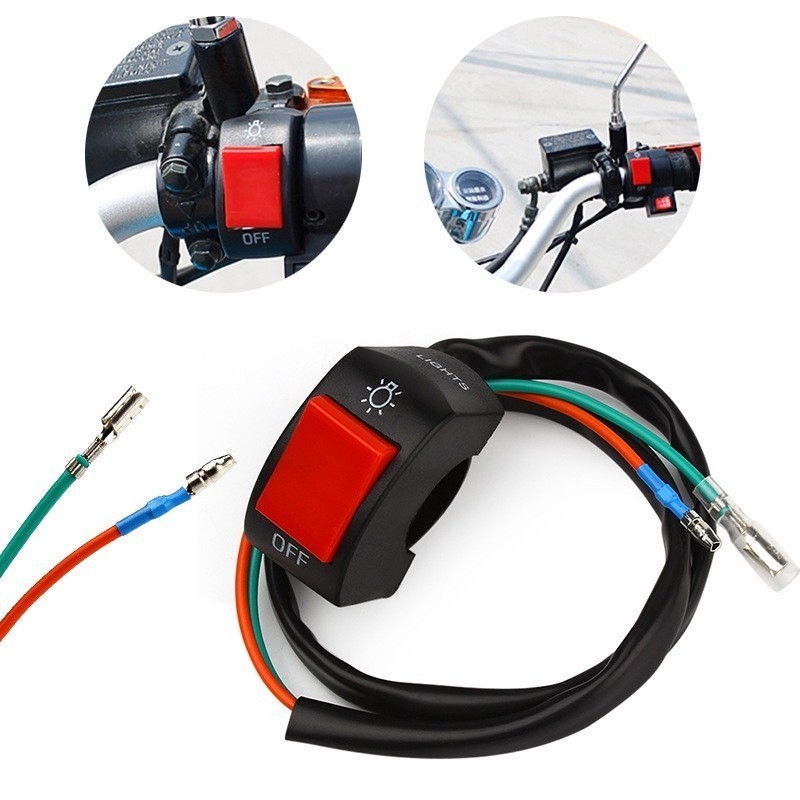 NEW สวิตช์ไฟเปิด/ปิด ON-OFF สำหรับไฟสวิตซ์มอเตอร์ไซค์ LIGHTS สายจับแฮนด์ DC 12V