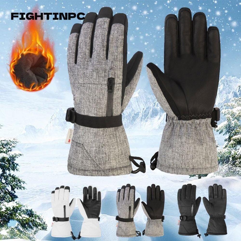 FIGHTINPC ถุงมือสกีฤดูหนาว, กันลื่นกันน้ํา Thicken Warm Mitten, ขี่จักรยานกลางแจ้งขี่เดินป่าหิมะสโนว์บอร์ดถุงมือ Mitten ผู้ชายผู้หญิง