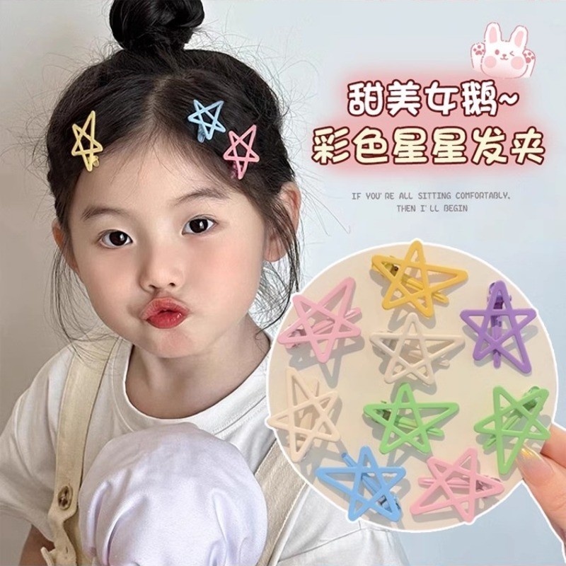 (9-18 ชิ้น) Dopamine Y2k สีสันน่ารัก Star Hairpin เด็กหวาน Bangs ด้านข้าง Five-pointed Star Hairpin Headdress
