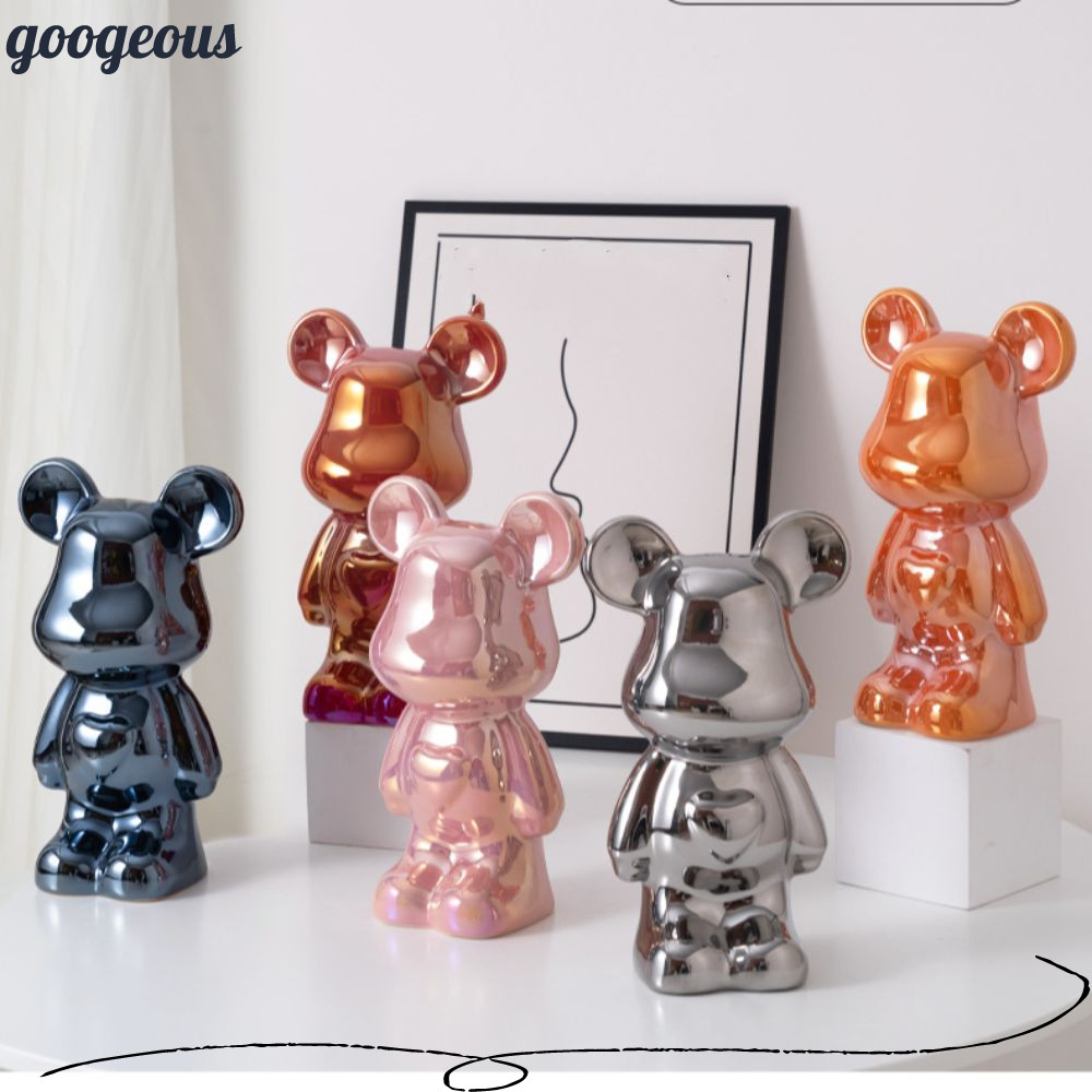 Googeous 18/28 ซม.หมีรุนแรง Figurines, เซรามิคความงามหมีรูป Stautes, Electroplating หรูหราสัตว์รูปปั้นห้องนั่งเล่นตกแต่ง