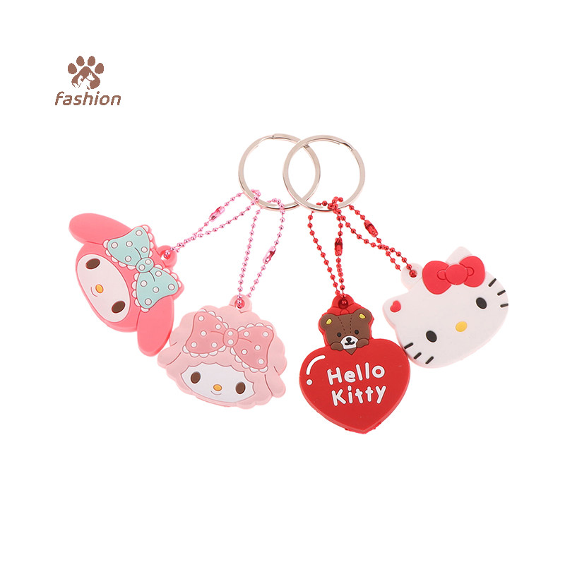 [แฟชั่น] Sanrio Key Protective Caps Set Kawaii My Melody Hello Kitty การ์ตูน PVC Key Cover พวงกุญแจแบบพกพาผู้ถือ {TH}