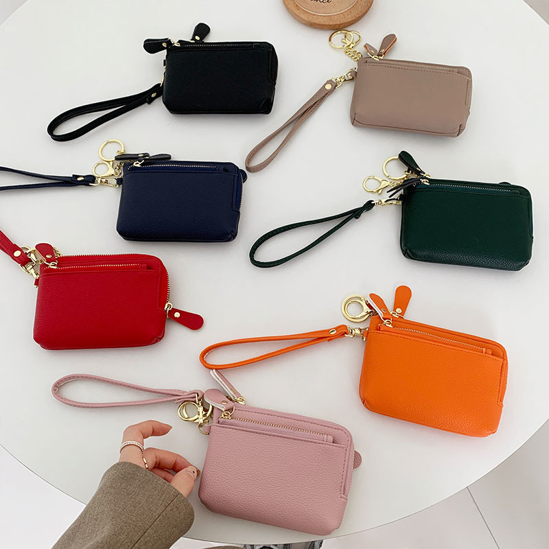 สีทึบเรียบง่ายสไตล์สั้นผู้หญิงกระเป๋าหลายบัตรกรณีความจุขนาดใหญ่เครื่องสําอางกระเป๋าใส่เหรียญ