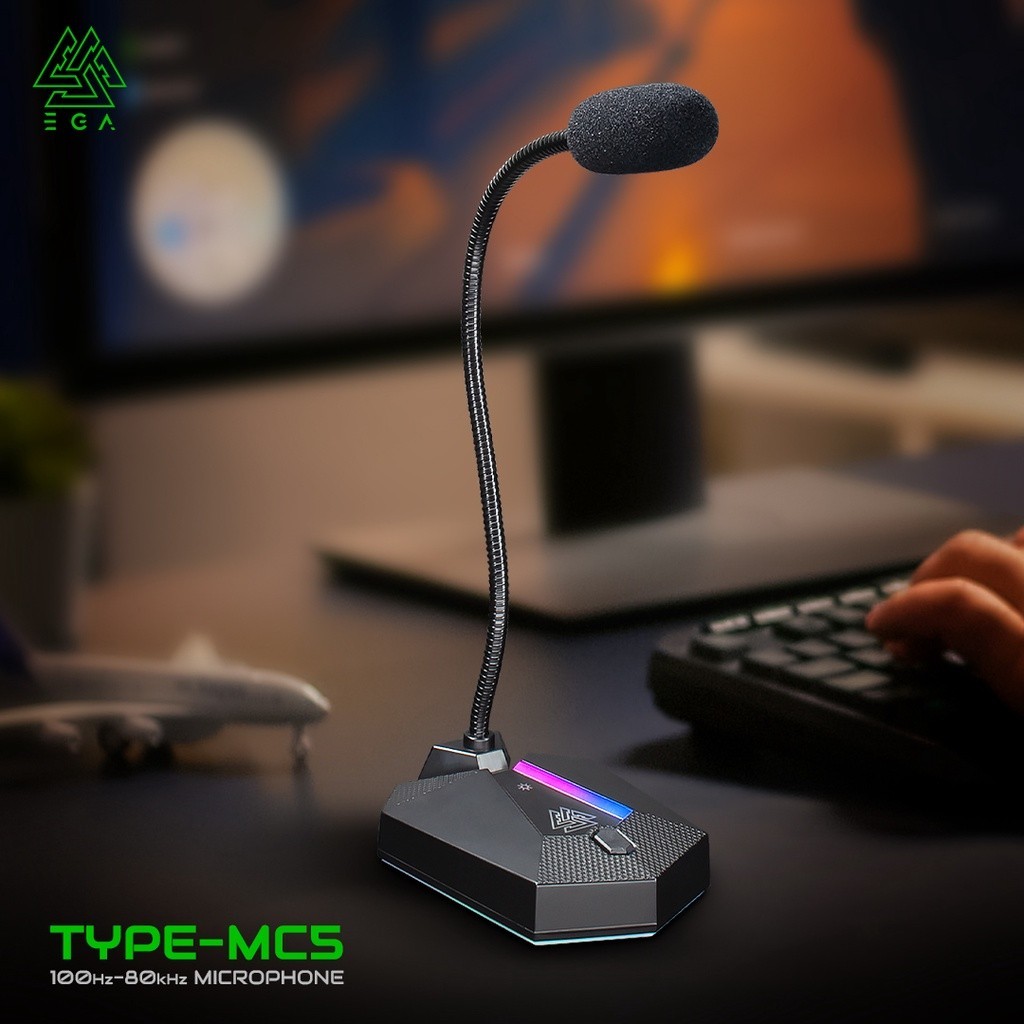 🛵มีส่งด่วน💨EGA TYPE MC5 GAMING MICROPHONE ไมโครโฟนตั้งโต๊ะ ประกัน 2 ปี