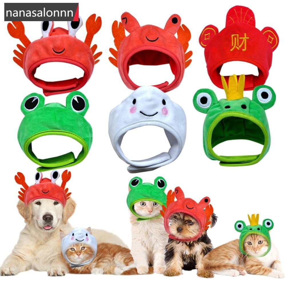 Nanasn| หมวกตลกสําหรับแมวน่ารักปูกบหมวกสัตว์เลี้ยงลูกสุนัขแมวแต่งตัวเครื่องแต่งกายคริสต์มาสคอสเพลย์หมวกอบอุ่น ถาม4ส8
