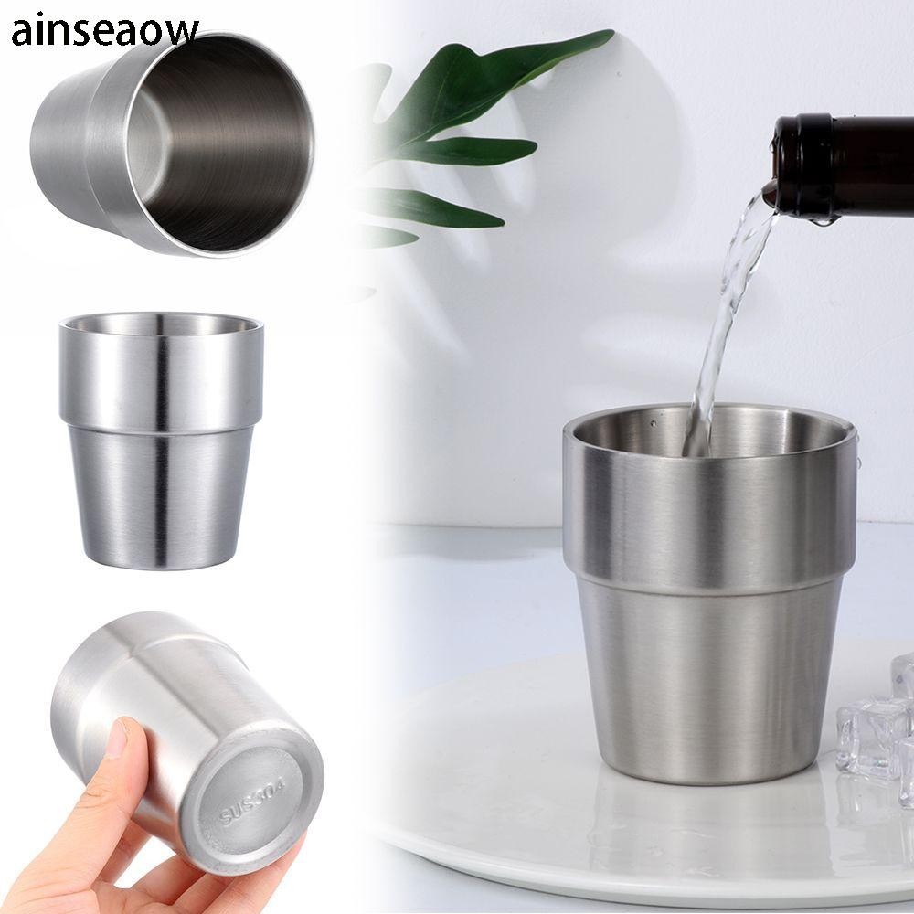 Ainseaow แก ้ วกาแฟแบบพกพาห ้ องครัวและบาร ์ Drinkware ถ ้ วยชาผนังคู ่