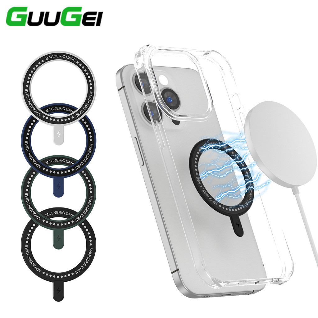 Guugei ไร้สายชาร์จ Magsafe แหวนแม่เหล็กแหวนแผ่นสติกเกอร์สําหรับที่วางโทรศัพท์ Magsafe