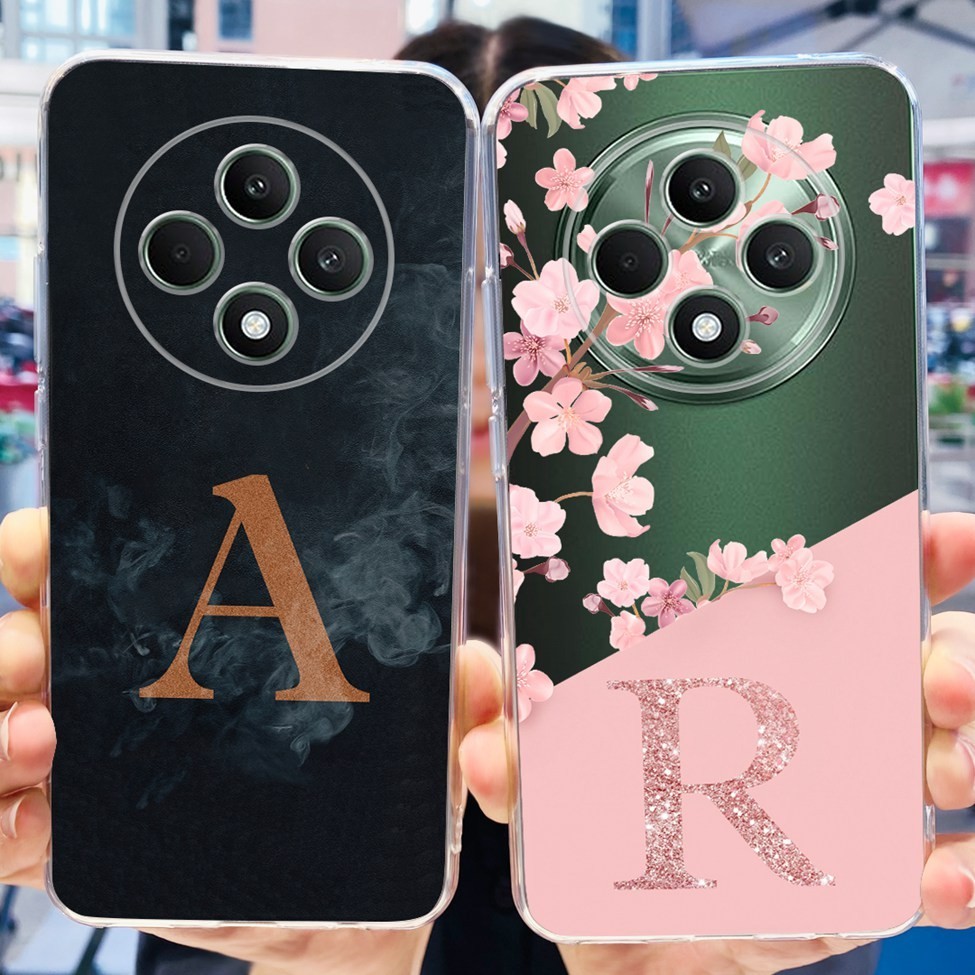 Oppo Reno 12F 5G กรณี CPH2637 ความงามโปร่งใส 26 ตัวอักษรดอกไม้ปลอก TPU แบบนุ่ม Oppo Reno12 F เคสโทรศัพท์