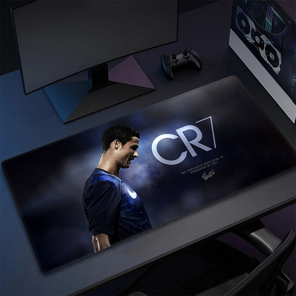 Football หมายเลข 7 C-cR77 Cristiano Ronaldo Mousepad การพิมพ์คอมพิวเตอร์ Gamers ล็อคแผ่นรองเมาส์ XXL90x40 ซม.แป้นพิมพ์ PC โต๊ะ Pad