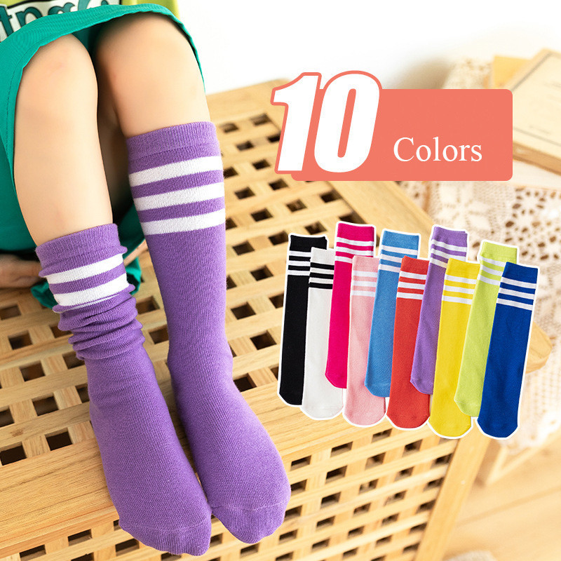 10สีผ้าฝ้ายนุ่มถุงเท้าเด็กโรงเรียนชายหญิงฤดูใบไม้ผลิฤดูร้อนลายถุงเท้ากีฬาสบายๆเด็กถุงเท้าเข่า