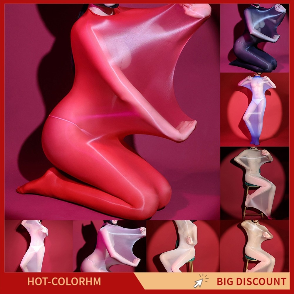 [COLORHM]ไม่มีรอยต่อGlossy Full Bodystocking ถุงนอนโปร่งใสชุดชั้นในบอดี้สูท