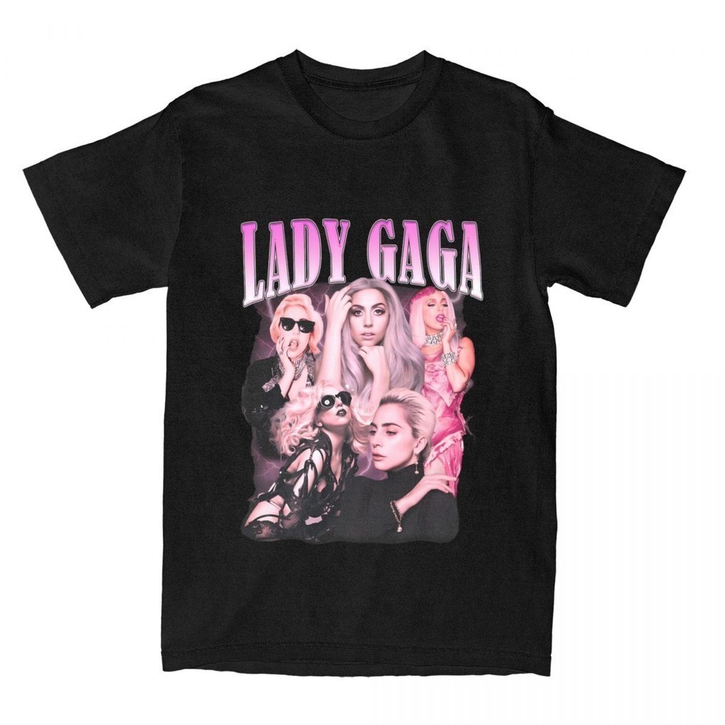 [พร้อมส่ง]T-Shirt L-Lady Gaga Pure Cotton T Shirts Singer Fashion Tee Shirt for Men Summer Y2K Retro
