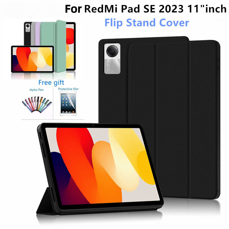 สําหรับ Xiaomi Redmi Pad SE กรณี 11 นิ้ว 2023 Tri-พับฝาครอบ TPU ซิลิโคนนุ่มกลับ Funda สําหรับ Redmi Pad SE 11 แท็บเล็ตอัตโนมัติ Sleep Cover