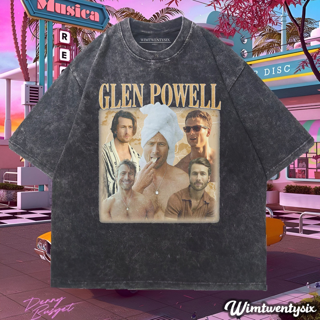 เสื้อยืด Wimtwentysix เสื้อยืดซักผ้าขนาดใหญ่ glen powell | เสื้อยืดวินเทจ