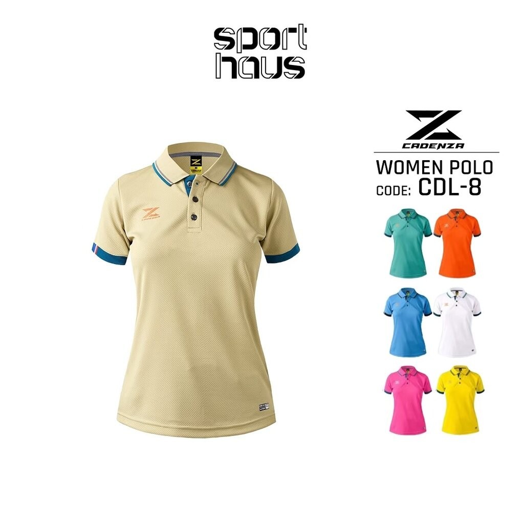 ใหม่!! เสื้อโปโลผู้หญิง CADENZA (คาเดนซ่า) รุ่น CDL-8 Y ผ้า Micro polyester 100% ใส่บาย สีเหลือง/ฟ้า/ชมพู/ส้ม/ขาว/เขี...
