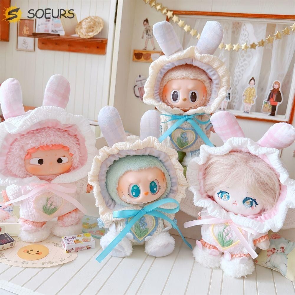 Soeurs 1 ชุด Labubu ตุ๊กตาชุด, Casual การ์ตูนนั่ง Party Labubu ตุ๊กตาเสื้อผ้า, Kawaii ฤดูร้อน Mini DIY ของเล่นมินิผ้าฝ้ายตุ๊กตาชุด Dress-up ตุ๊กตา