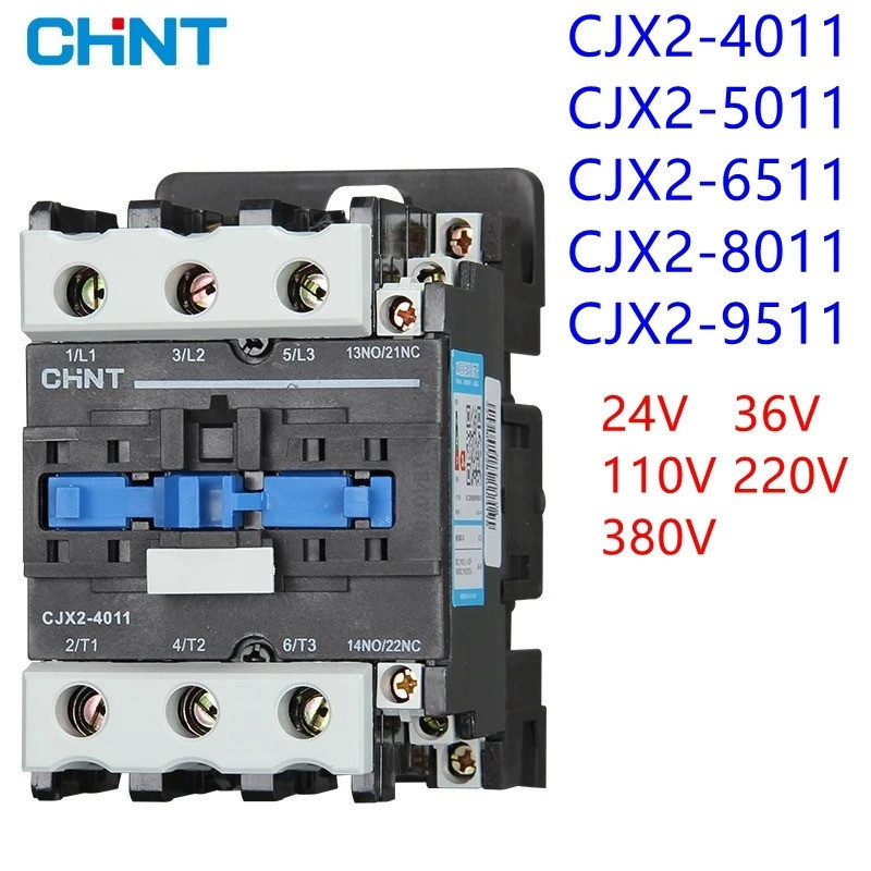 CHINT ACChint AC คอนแทค 220V เฟสเดียว 380V สามเฟส CJX2- 4011 5011 6511 8011 9511 40A 50A 65A 80A 95A