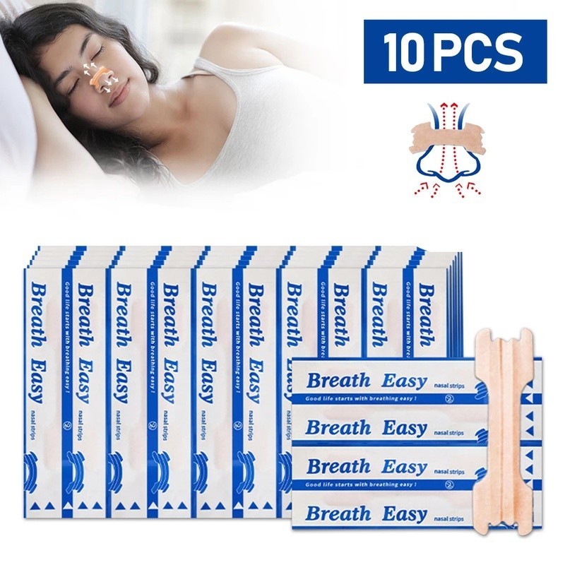 10 ชิ้นเป็นมิตรกับผิวป้องกันกรนสติกเกอร์-ป้องกันการนอนกรนที่มีความยืดหยุ่นระบายอากาศแผ่นแปะจมูก-ง่ายปลอดภัยไม่มีแถบจมูกผ้าทอ
