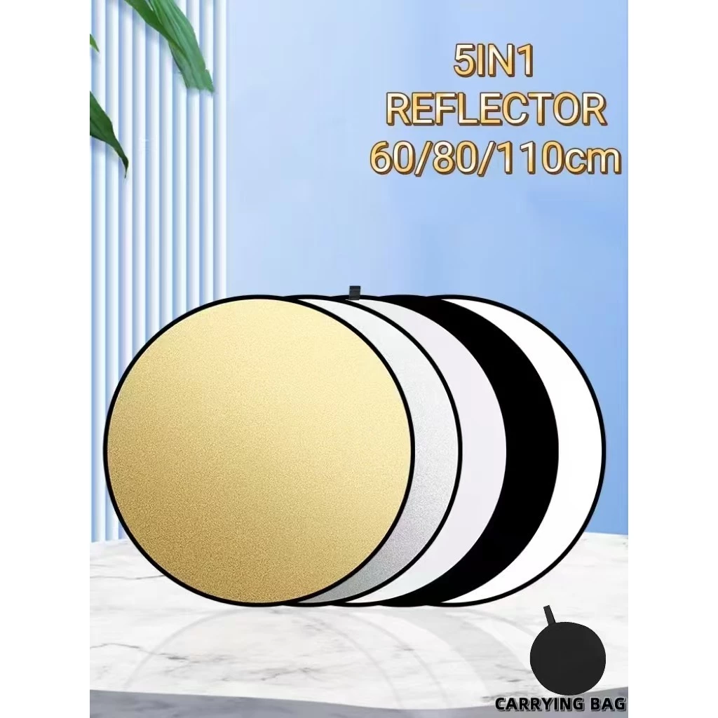 Reflector60cm/80cm/110cm พับได้ รีเฟล็กซ์ แผ่นสะท้อนแสง 5 in 1 ใช้สะท้อนแสงเพิ่มมิติให้กับภาพหรือวีดีโอ
