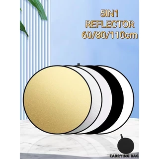 Reflector60cm/80cm/110cm พับได้ รีเฟล็กซ์ แผ่นสะท้อนแสง 5 in 1 ใช้สะท้อนแสงเพิ่มมิติให้กับภาพหรือวีดีโอ