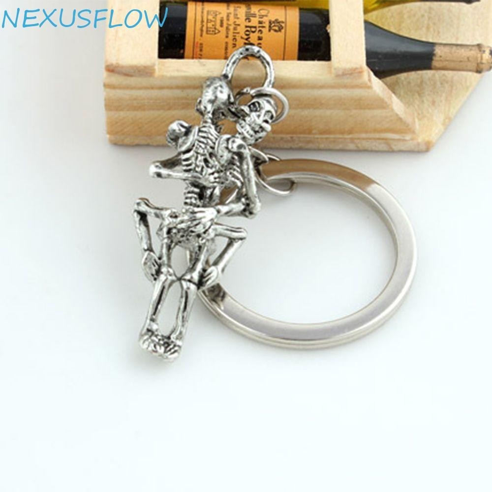 Nexusflow พวงกุญแจ โครงกระดูกน่ารัก ของขวัญ แหวนกุญแจโลหะผสม
