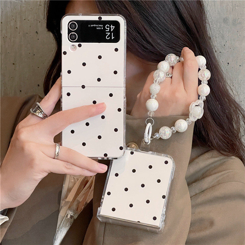 เคสโทรศัพท์พับได้น่ารัก Wave Dot สําหรับ Samsung Galaxy Z Flip 3/4/5 เคสโทรศัพท์มือถือ pc แข็ง กันกระแทก ลายจุด