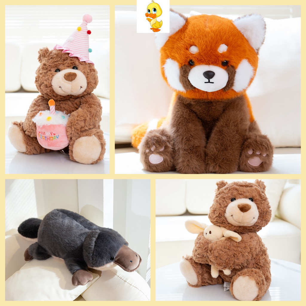 Plus Duoai น่ารัก Red Panda Raccoon Platypus ของเล่นตุ๊กตาตุ๊กตาหมีตุ๊กตา Plushie เบาะสํานักงานเดสก์ท็อปตกแต่งหมอนห้องนอนเด็กสาวของขวัญวันเกิดคริสต์มาสของขวัญ