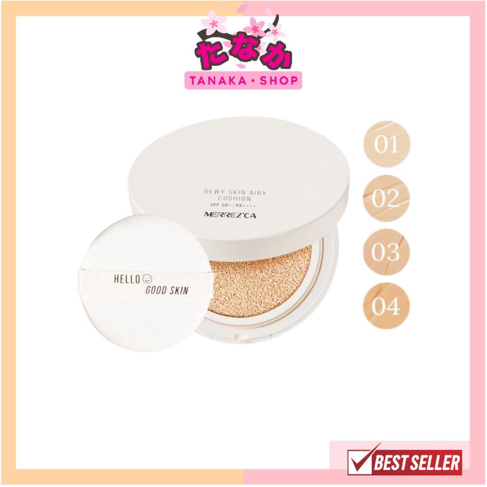 แท้/ถูกที่สุด/ไลฟ์ทุกวัน Merrezca Dewy Skin Airy Cushion SPF50+/PA++++ คุชชั่นผิวกระจก กลบมิด แบบสนิทผิว