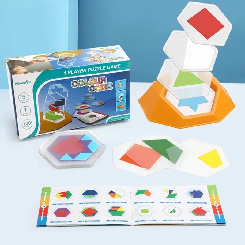 รูปร่างสี decode Puzzle kids ของเล่นเพื่อการศึกษา Geometric Spatial การฝึกคิดเชิงตรรกะ ของขวัญของเล่นสําหรับเด็ก