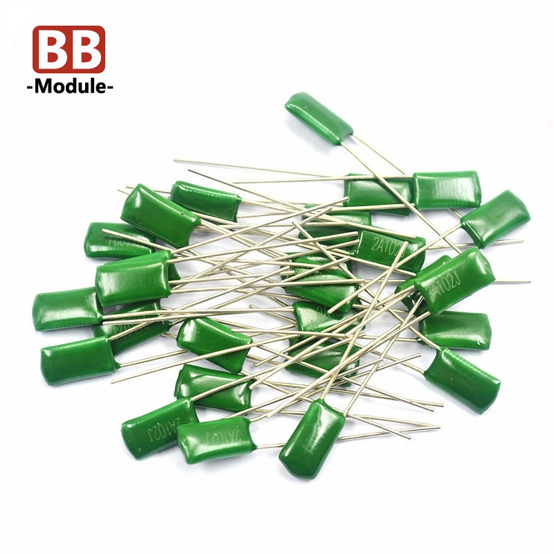 50pcs โพลีเอสเตอร์ฟิล์มตัวเก็บประจุ 100V 1nF 2.2nF 10nF 33nF 47nF 82nF 100nF 2A102J/152/222/332/472/