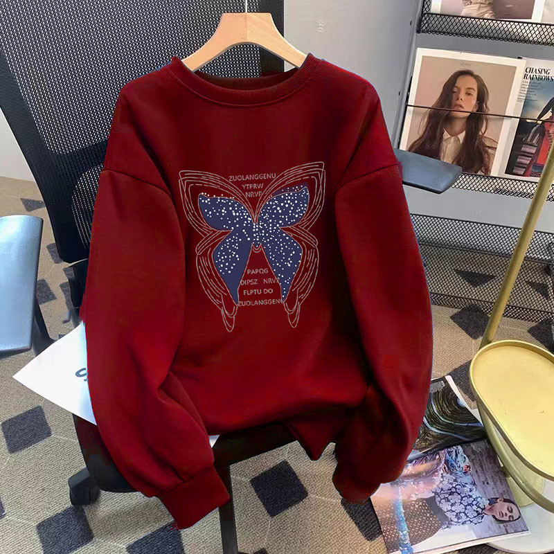 เสื้อกันหนาวขนาดใหญ่ฤดูใบไม้ร่วงและฤดูหนาวใหม่เวอร์ชั่นเกาหลีขนาดใหญ่สุด 4เอ็กแอล หลวมแขนยาวเสื้อกันหนาวผู้หญิง/ผู้ชายคู่รอบคอด้านบน