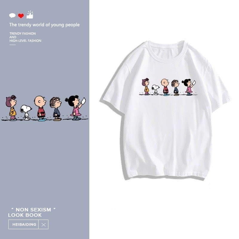 COD (จัดส่งในกรุงเทพฯ) MAO Shop print T-shirt，ตัวการ์ตูนน่ารักพิมพ์เสื้อยืดแขนสั้นหลวม #52267