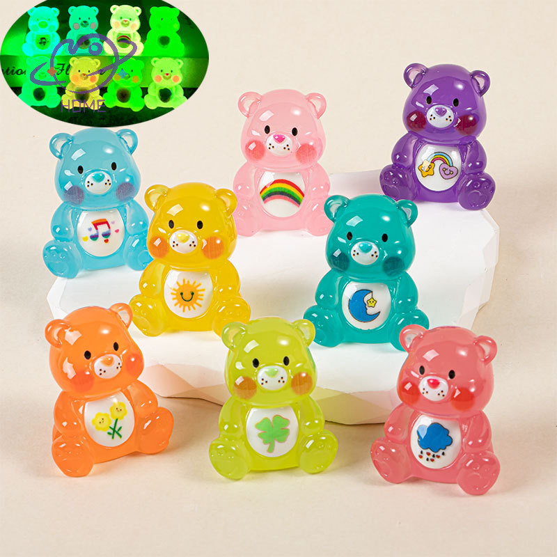[mayhome] 1/3 ชิ้น Luminous Rain Bear Micro Landscape รูปเครื่องประดับกลางแจ้งเรืองแสง Miniature รูปปั้นกระถาง Mini Garden อุปกรณ์เสริม {TH}