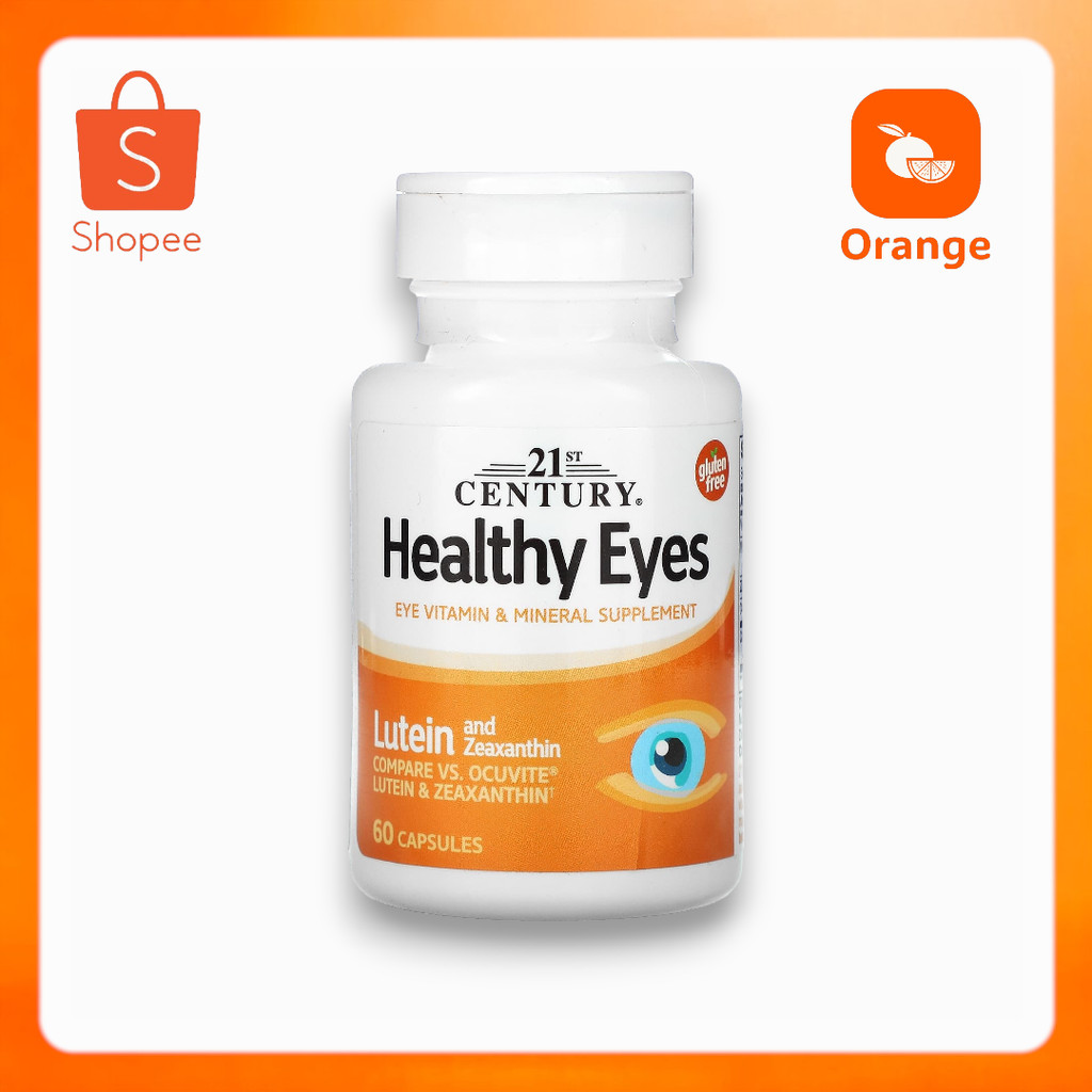 พร้อมส่ง 21st Century, Healthy Eyes, Lutein & Zeaxanthin, 60 Capsules ( ขวดสีเหลื่องอมส้ม )