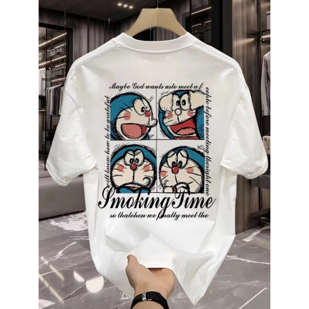 UT ใหม่สุดฮิต พร้อมส่ง เสื้อยืด ผ้าคอตตอน100% คอกลม เสื้อน่ารัก สไตล์เกาหล เสื้อลายโดราเอมอน Doraemon "BLESSED"