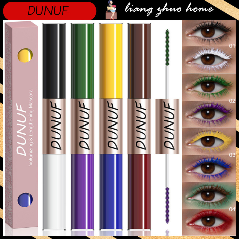 Dunuf Double-head Green Mascara Eyelashes Extension หนา Curling กันน้ํา Non-smudge สีฟ้าสีม่วงสีสัน Ultra-fine มาสคาร่าแต่งหน้า