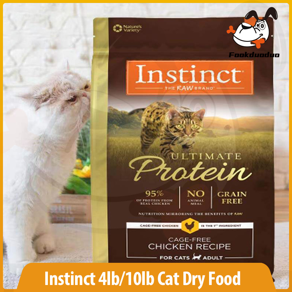Fookduo Instinct 4lb/10lb Cat อาหารแห้ง GrainFree โปรตีนสูงสําหรับแมวโตรสไก่ดูแลผิวผมเงางาม