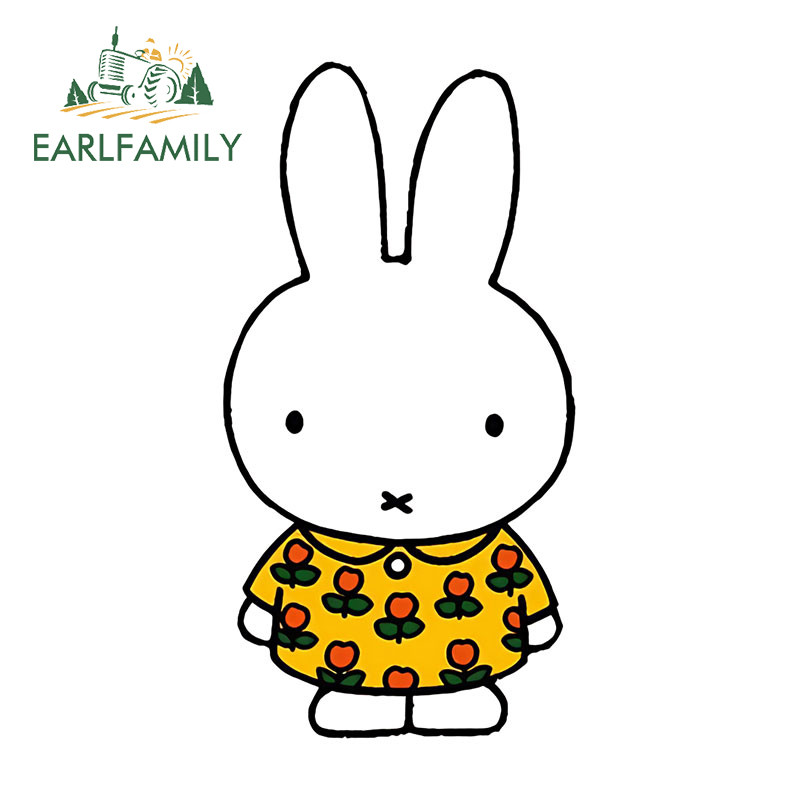 Earlfamily 13 ซม.Miffy การ์ตูนสร้างสรรค์รถสติกเกอร์กันน้ํา Campervan Windows กระเป๋าเดินทางสเก็ตบอร์ด Decal แฟชั่น Scratch-Proof ป้ายรถ