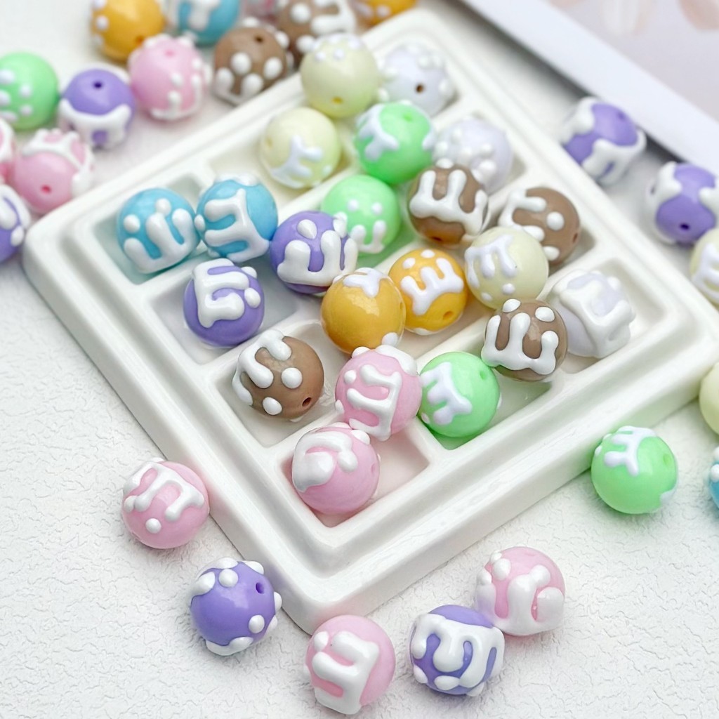 เงามาการองเนยลูกอมถั่วลูกปัดอะคริลิแฮนด์เมดทําเองลูกปัดโซ่โทรศัพท์มือถือกระจัดกระจายลูกปัดอุปกรณ์เครื่องประดับ