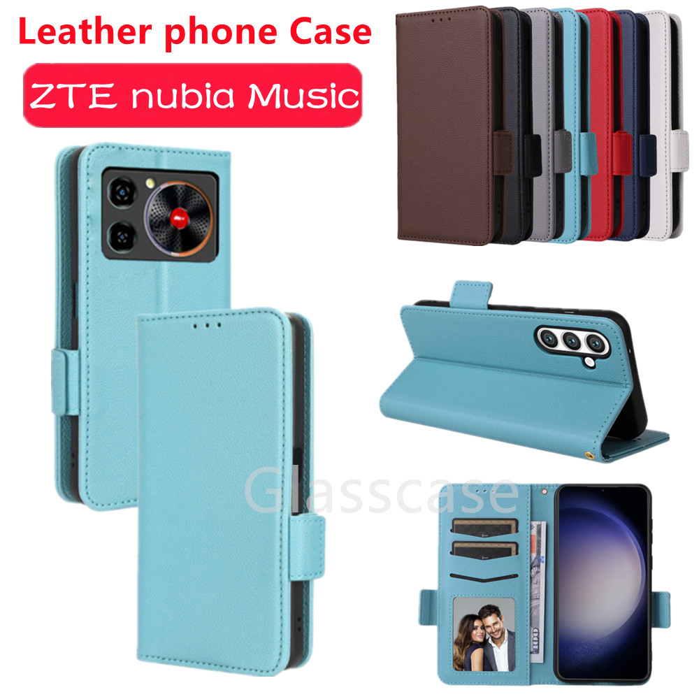 ปลอกสําหรับ ZTE nubia Music nubiaMusic ZTEnubiaMusic Z2353 2024 เคสโทรศัพท์ช่องเสียบการ์ดกระเป๋าสตางค์วงเล็บปลอกกันกระแทกเคส