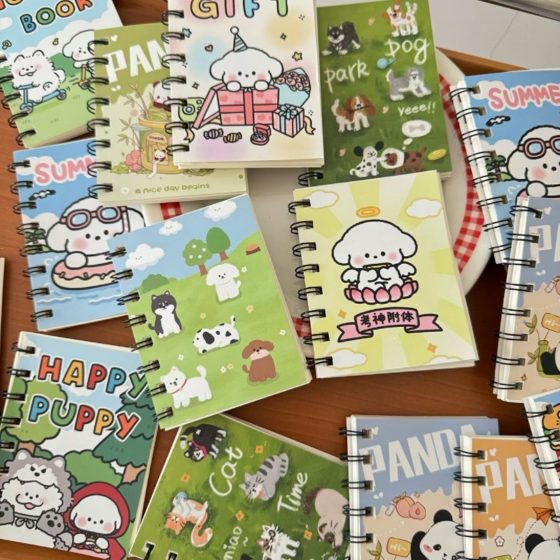 ก7 สมุดม้วนแบบโรลโอเวอร์นักเรียนประถมของขวัญลายการ์ตูนเส้นแนวนอนหน้าด้านในนักเรียนพกพาโน๊ตบุ๊คขนาดเล็ก