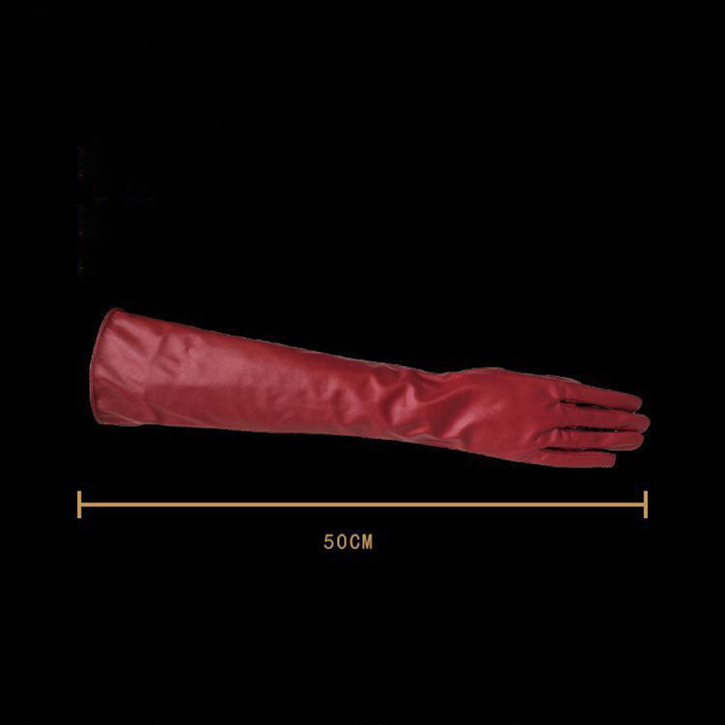 Hea-gloves ถุงมือแขนยาวหนังเทียมกันลมแบบเต็มนิ้วสําหรับช้อปปิ้ง